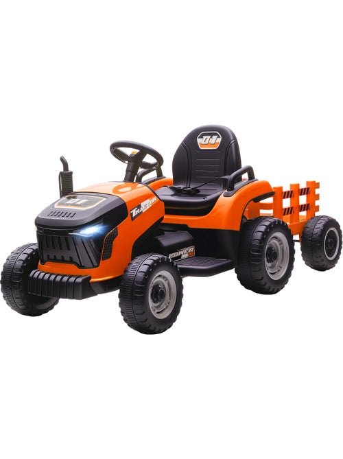 Tracteur électrique enfant avec remorque amovible et télécommande nombreux effets - Kiabi