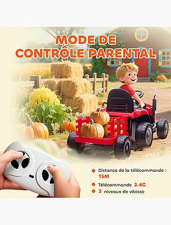 Tracteur électrique enfant avec remorque amovible et télécommande nombreux effets