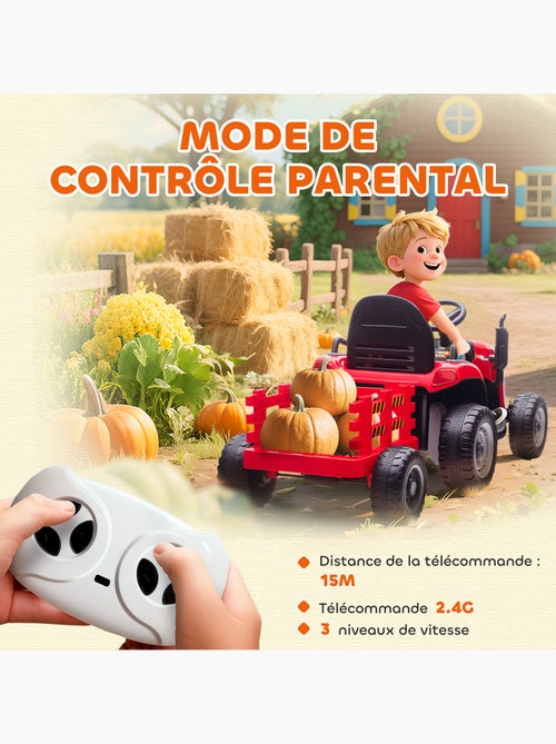 Tracteur électrique enfant avec remorque amovible et télécommande nombreux effets - Kiabi