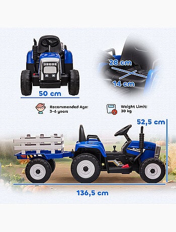 Tracteur électrique enfant avec remorque