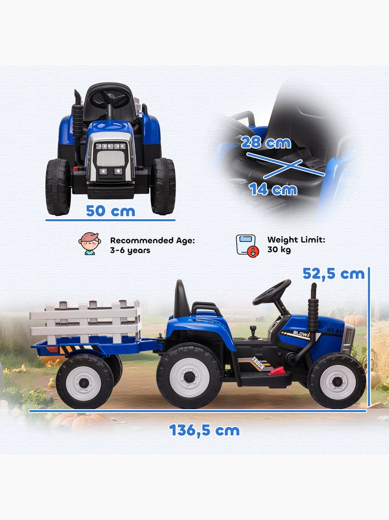 Tracteur électrique enfant avec remorque Bleu Bleu - Kiabi