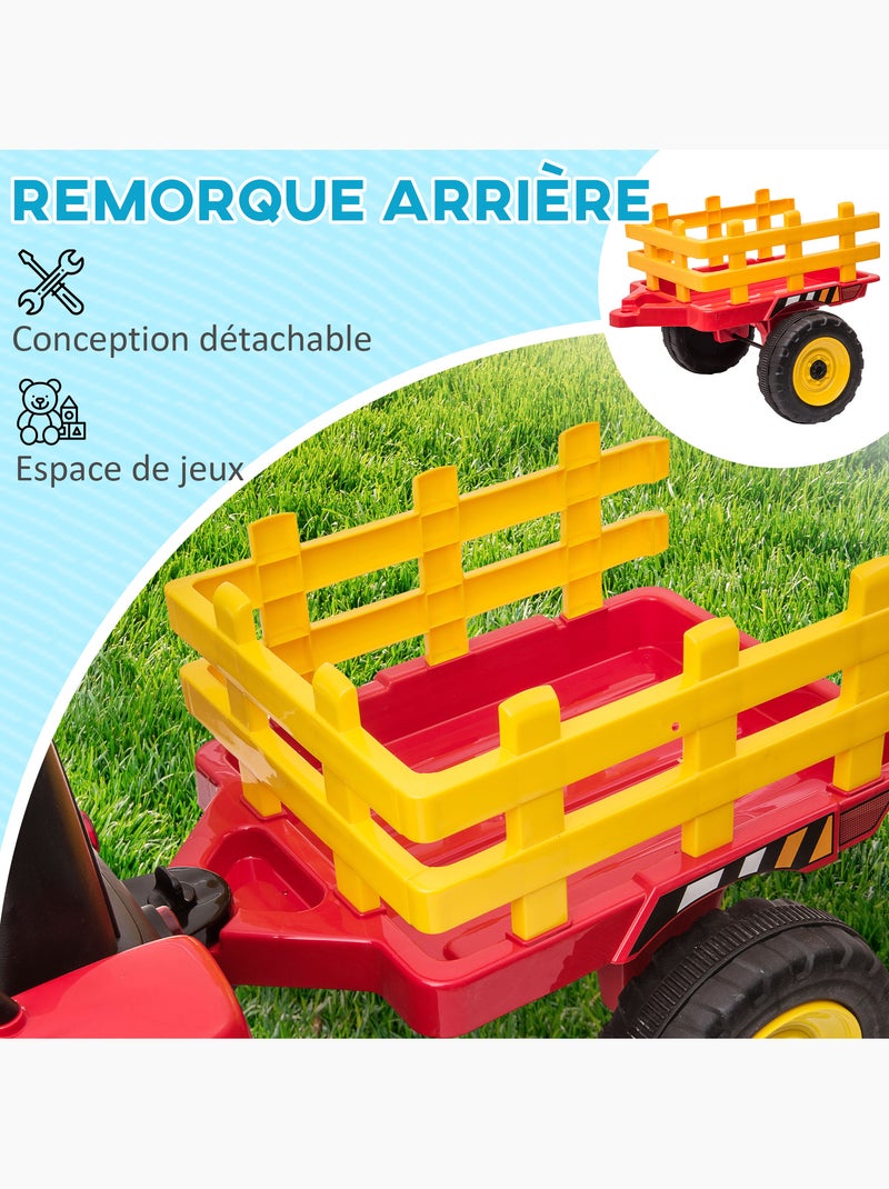 Tracteur électrique enfant avec remorque Rouge - Kiabi