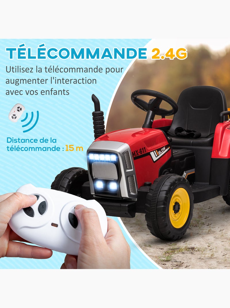 Tracteur électrique enfant avec remorque Rouge - Kiabi