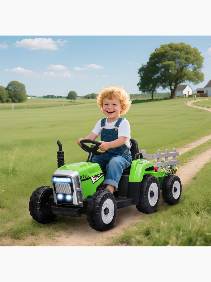 Tracteur électrique enfant avec remorque Vert - Kiabi