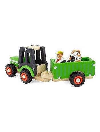 Tracteur et remorque vert