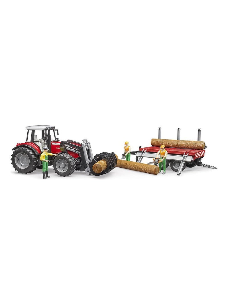 Tracteur Massey Ferguson 7480 avec fourche et remorque de transport de bois Multicolore - Kiabi