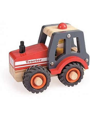 Tracteur rouge en bois