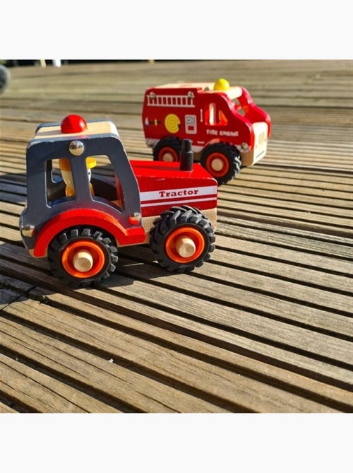 Tracteur rouge en bois - Kiabi