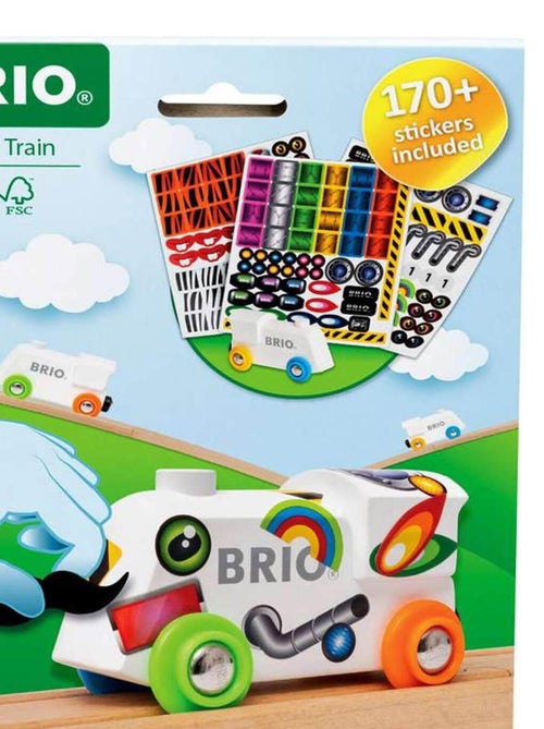 Train Brio : Locomotive en bois à décorer - Kiabi