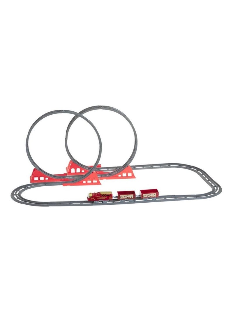 Train électrique looping 47 pièces village de Noël Rouge - Kiabi