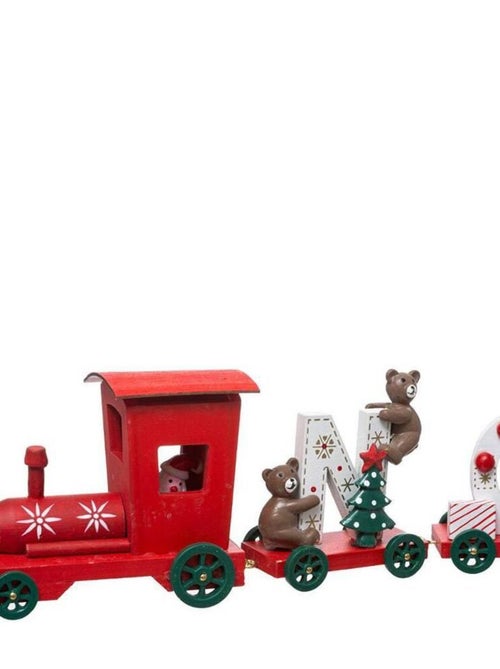 Train en bois 4 wagons de Noël rouge - Kiabi Train en bois 4 wagons de Noël rouge - Kiabi