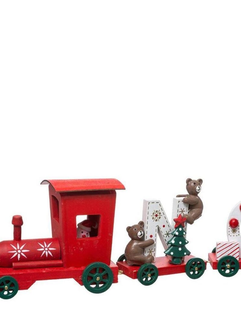 Train en bois 4 wagons de Noël rouge Rouge - Kiabi