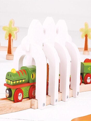 Train en bois dinosaure