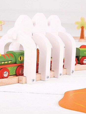 Train en bois dinosaure