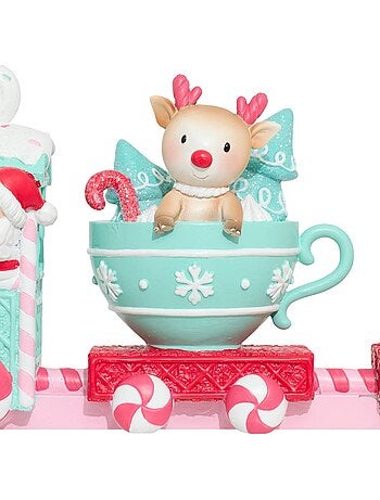 Train resine rose 37,5cm