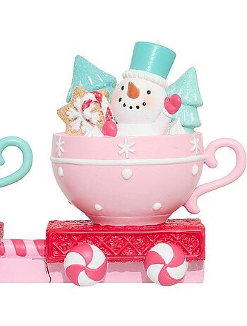 Train resine rose 37,5cm