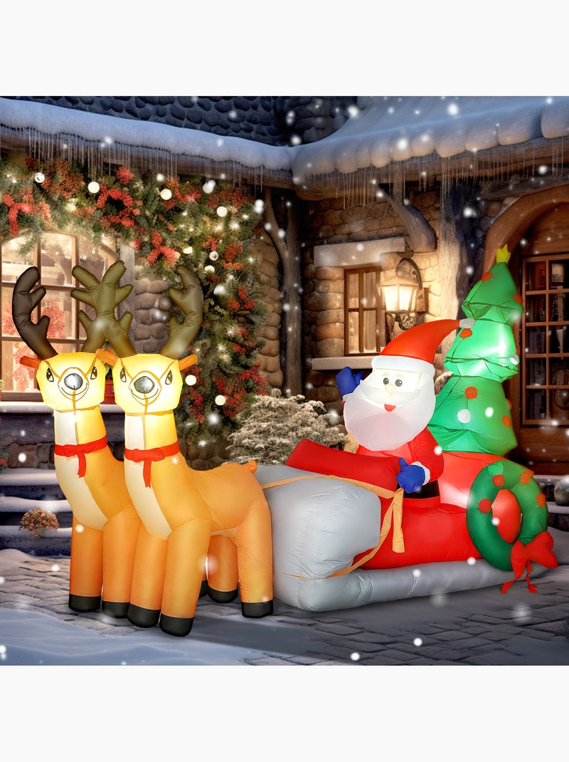 Traîneau père noël gonflable led avec 2 rennes accessoires inclus Multicolore - Kiabi