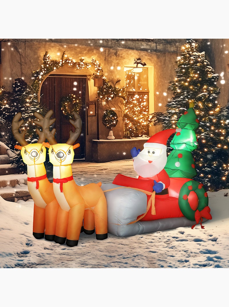 Traîneau père noël gonflable led avec 2 rennes accessoires inclus Multicolore - Kiabi