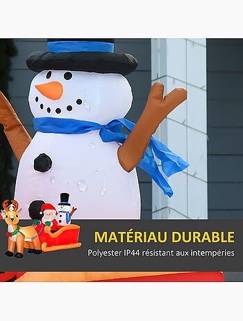 Traîneau père noël gonflable led avec renne bonhomme de neige