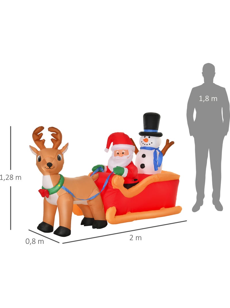 Traîneau père noël gonflable led avec renne bonhomme de neige Rouge - Kiabi