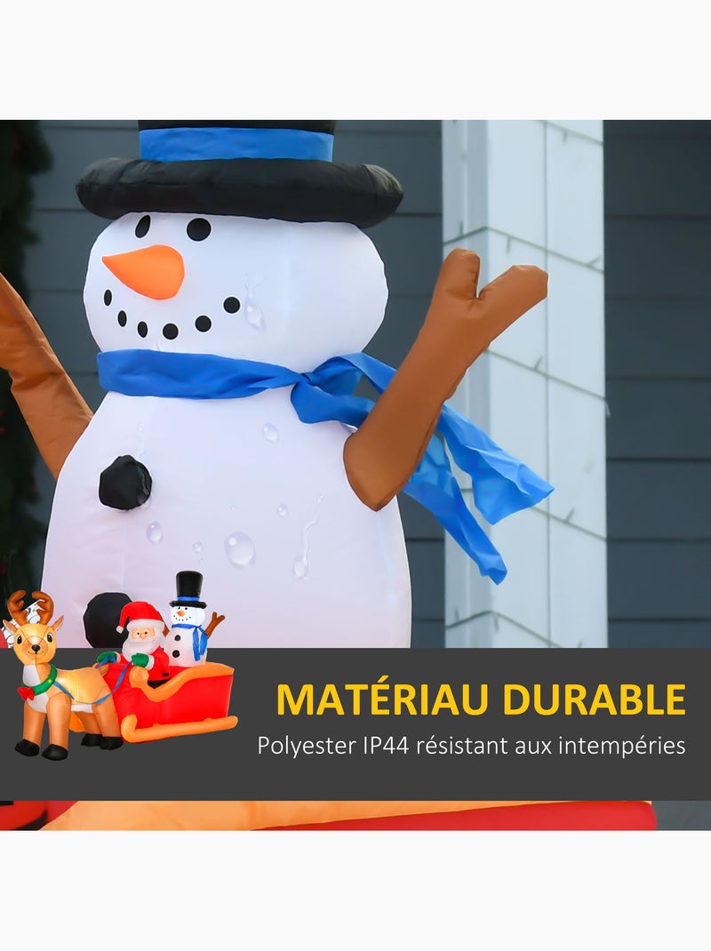Traîneau père noël gonflable led avec renne bonhomme de neige Rouge - Kiabi