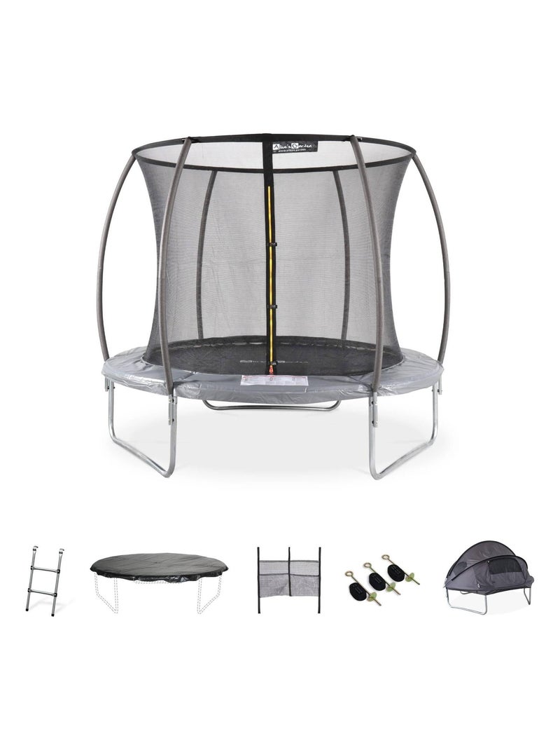Trampoline 250cm filet intérieur avec pack d'accessoires + Tente de camping Gris - Kiabi