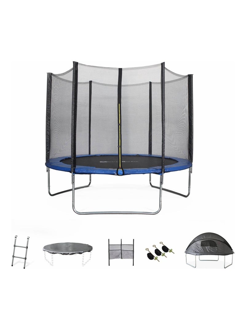 Trampoline 305cm avec pack d'accessoires + Tente de camping Bleu - Kiabi