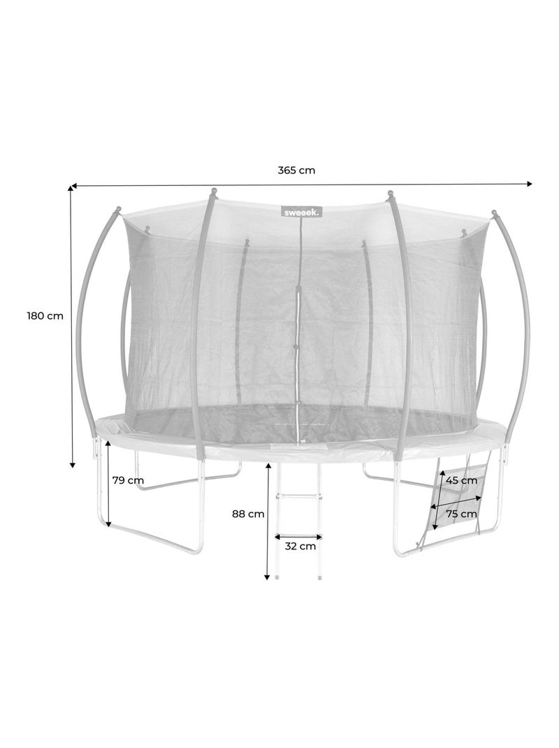 Trampoline 370cm filet intérieur avec pack d'accessoires Gris - Kiabi