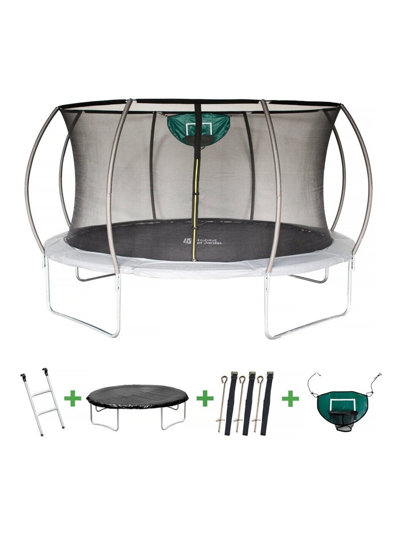 Trampoline avec filet intérieur "jumper" - Ø 4,25 m - Gris Gris - Kiabi