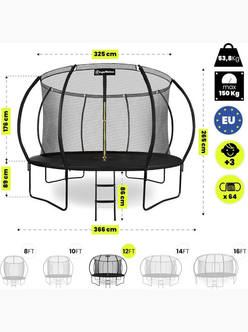 Trampoline de jardin avec filet et échelle 366cm HyperMotion - Kiabi