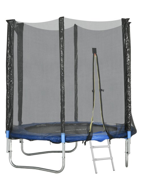 Trampoline d'extérieur Ø 180 cm avec filet de sécurité, poteaux rembourrés et échelle - Kiabi