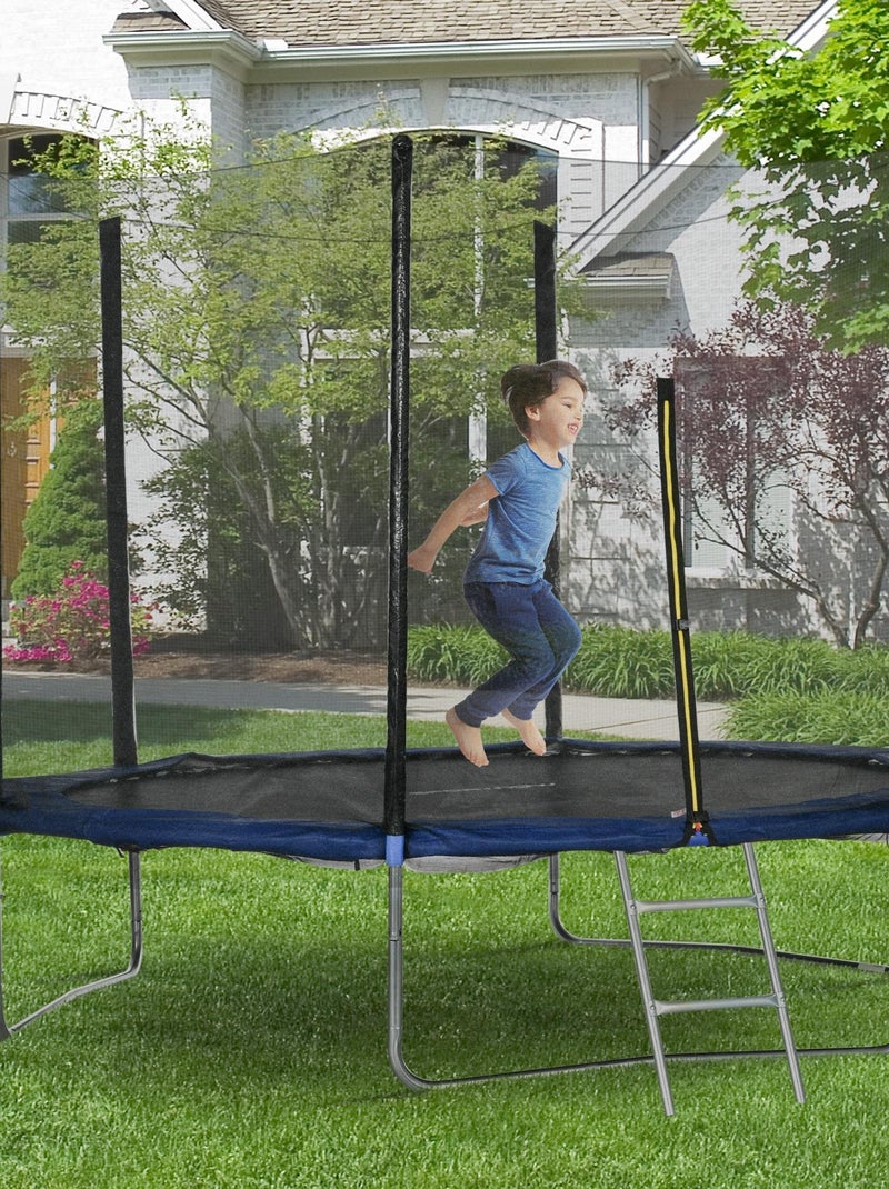 Trampoline d'extérieur Ø 305 cm avec filet de sécurité, poteaux rembourrés et échelle Bleu Bleu - Kiabi