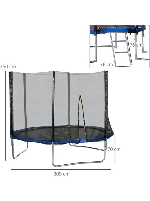 Trampoline d'extérieur Ø 305 cm avec filet de sécurité, poteaux rembourrés et échelle - Kiabi Trampoline d'extérieur Ø 305 cm avec filet de sécurité, poteaux rembourrés et échelle - Kiabi