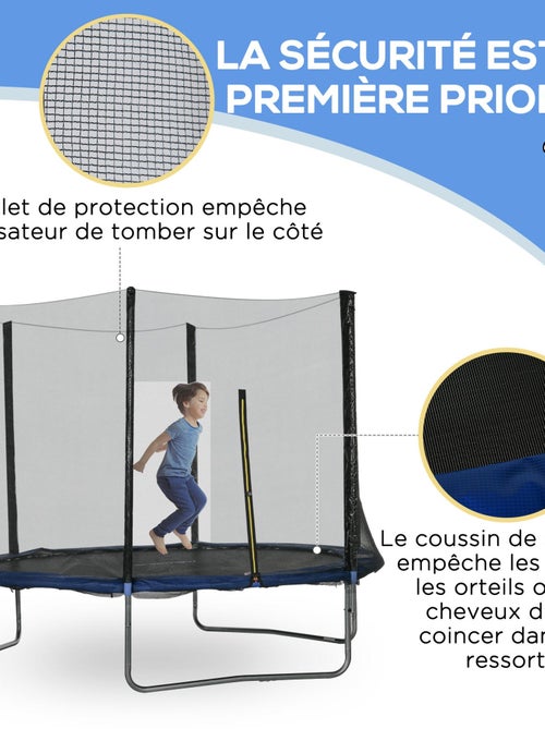 Trampoline d'extérieur Ø 305 cm avec filet de sécurité, poteaux rembourrés et échelle - Kiabi Trampoline d'extérieur Ø 305 cm avec filet de sécurité, poteaux rembourrés et échelle - Kiabi