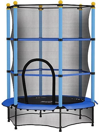 Trampoline enfant ø1,4 x 1,9h m filet de sécurité couvre-ressorts