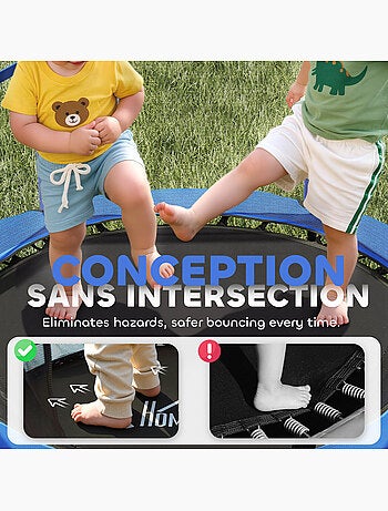 Trampoline enfant ø1,4 x 1,9h m filet de sécurité couvre-ressorts