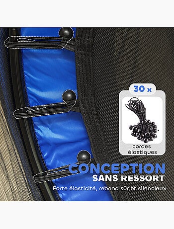 Trampoline enfant ø1,4 x 1,9h m filet de sécurité couvre-ressorts