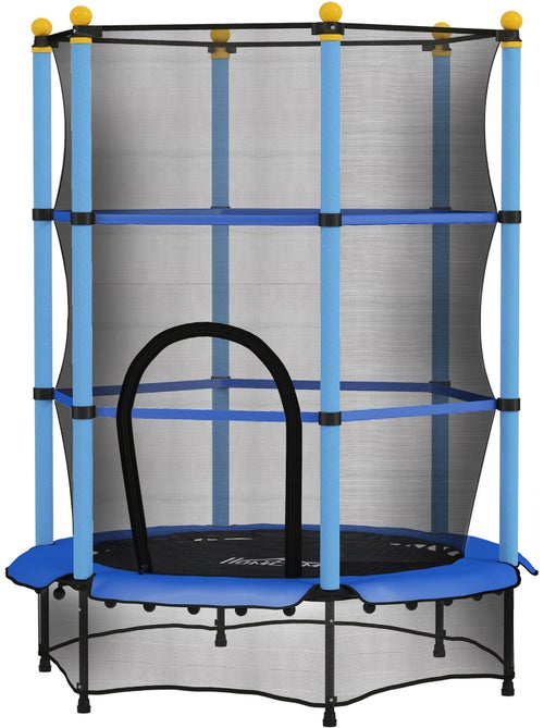 Trampoline enfant ø1,4 x 1,9h m filet de sécurité couvre-ressorts - Kiabi