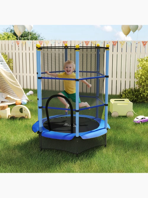 Trampoline enfant ø1,4 x 1,9h m filet de sécurité couvre-ressorts - Kiabi