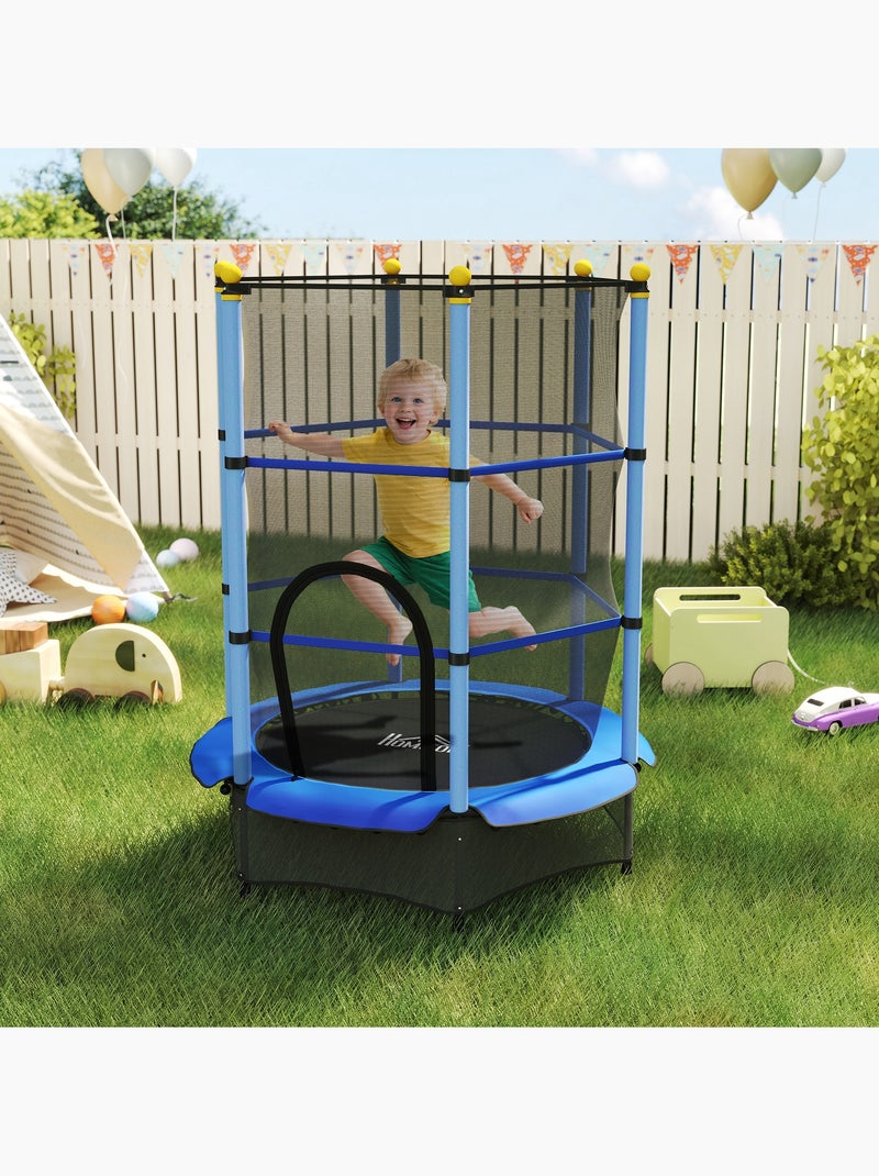 Trampoline enfant ø1,4 x 1,9h m filet de sécurité couvre-ressorts Bleu Bleu - Kiabi