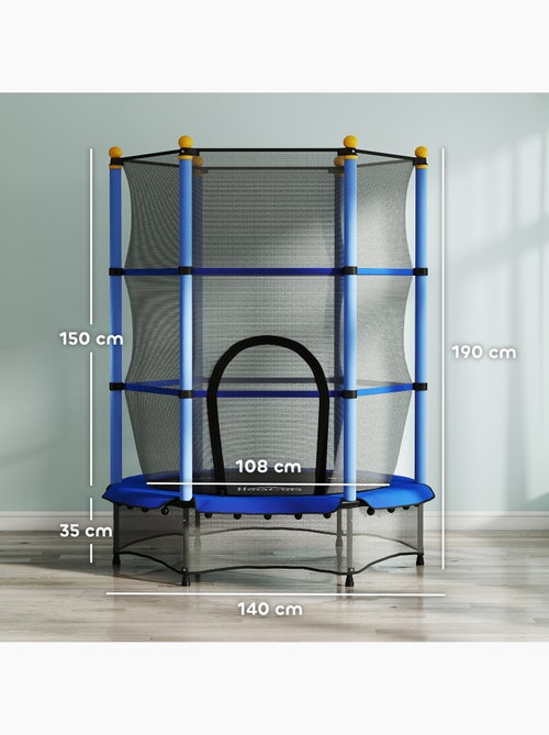 Trampoline enfant ø1,4 x 1,9h m filet de sécurité couvre-ressorts - Kiabi