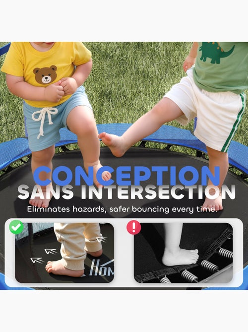 Trampoline enfant ø1,4 x 1,9h m filet de sécurité couvre-ressorts - Kiabi