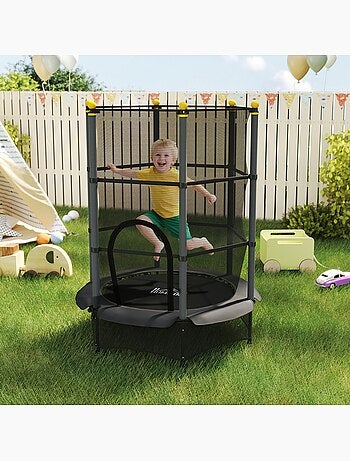 Trampoline enfant ø1,4 x 1,9h m filet de sécurité couvre-ressorts