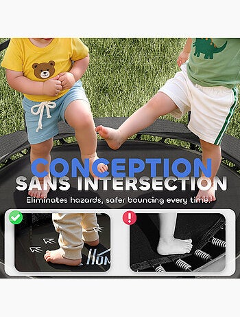 Trampoline enfant ø1,4 x 1,9h m filet de sécurité couvre-ressorts