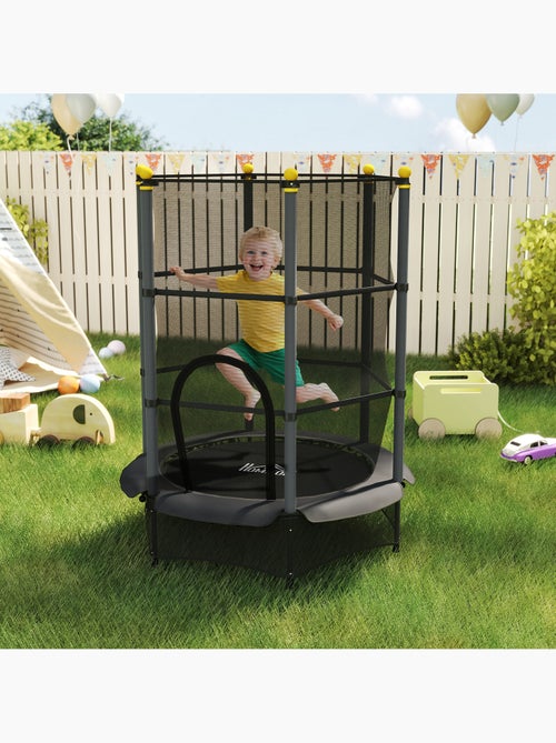 Trampoline enfant ø1,4 x 1,9h m filet de sécurité couvre-ressorts - Kiabi Trampoline enfant ø1,4 x 1,9h m filet de sécurité couvre-ressorts - Kiabi
