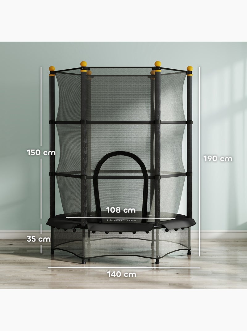 Trampoline enfant ø1,4 x 1,9h m filet de sécurité couvre-ressorts Noir - Kiabi
