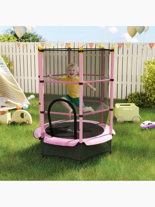 Trampoline enfant ø1,4 x 1,9h m filet de sécurité couvre-ressorts - Kiabi