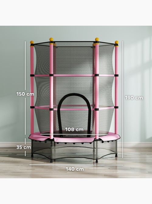 Trampoline enfant ø1,4 x 1,9h m filet de sécurité couvre-ressorts - Kiabi