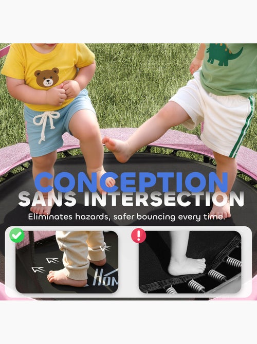 Trampoline enfant ø1,4 x 1,9h m filet de sécurité couvre-ressorts - Kiabi