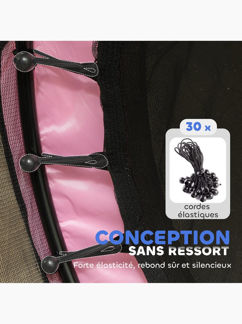 Trampoline enfant ø1,4 x 1,9h m filet de sécurité couvre-ressorts Rose - Kiabi